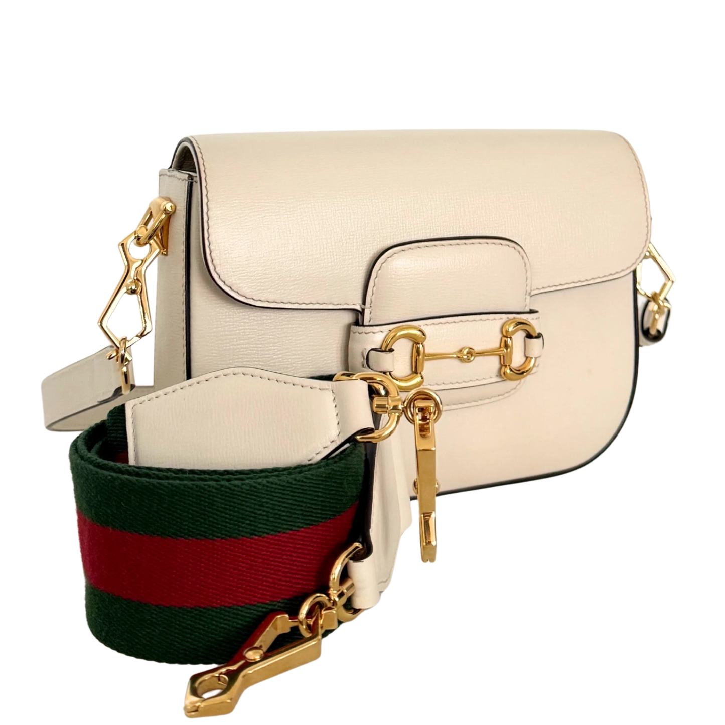 Gucci Kleine Horsebit 1955 Schultertasche Weiß / sehr gut Gucci