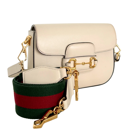 Gucci Kleine Horsebit 1955 Schultertasche Weiß / sehr gut Gucci
