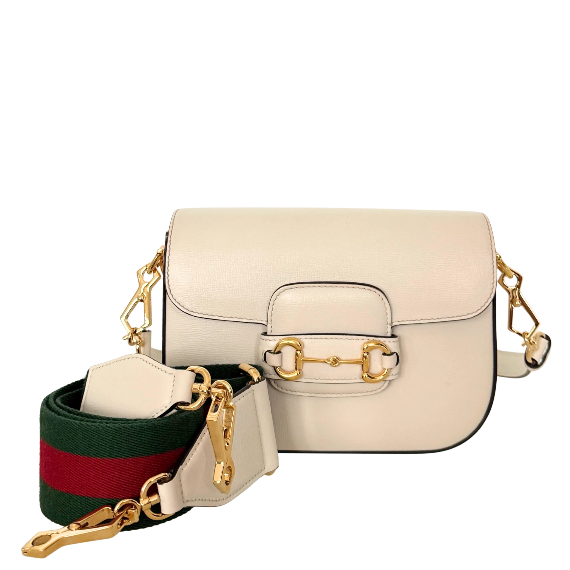 Gucci Kleine Horsebit 1955 Schultertasche Weiß / sehr gut Gucci