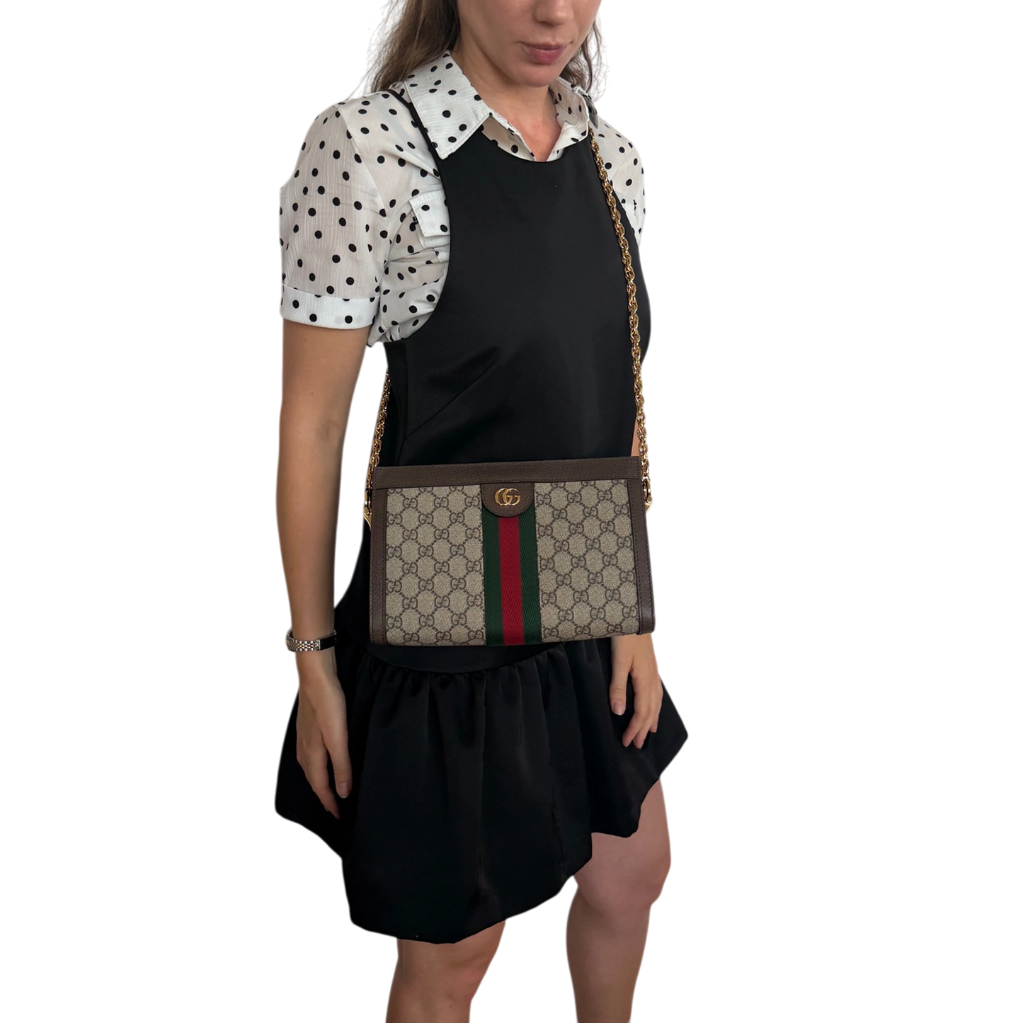 Gucci GG Supreme Monogram Web Small Ophidia braun / neuwertig Gucci