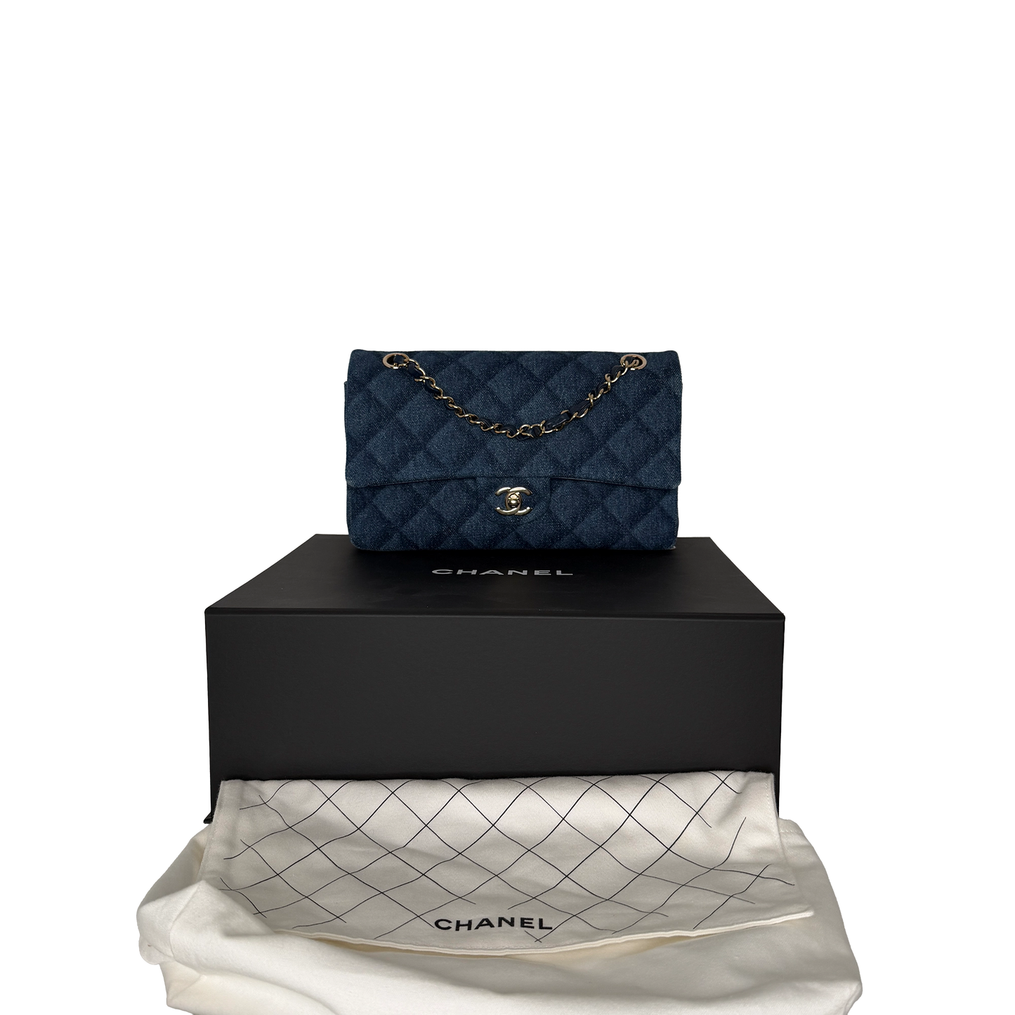 Chanel Timeless Double Flapbag Medium Denim blau 2022 / neuwertig Chanel