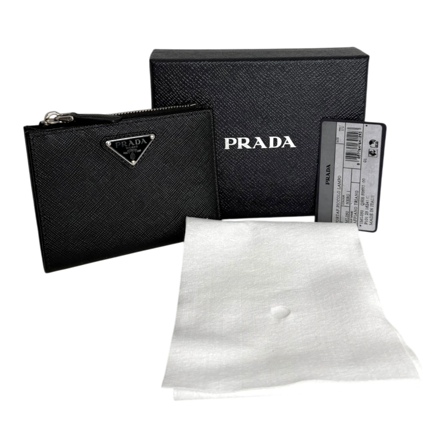 Prada Portemonnaie Saffiano Small Leder schwarz Fullset Prada