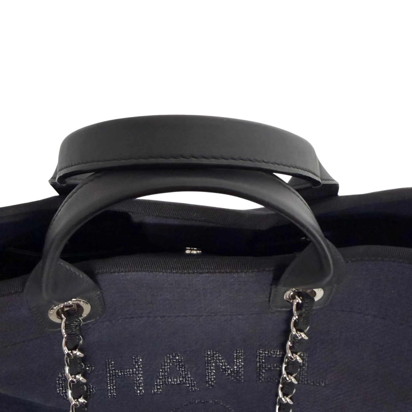 Chanel Deauville mittelgroße Tasche Navy silberne Hardware 2022 Chanel