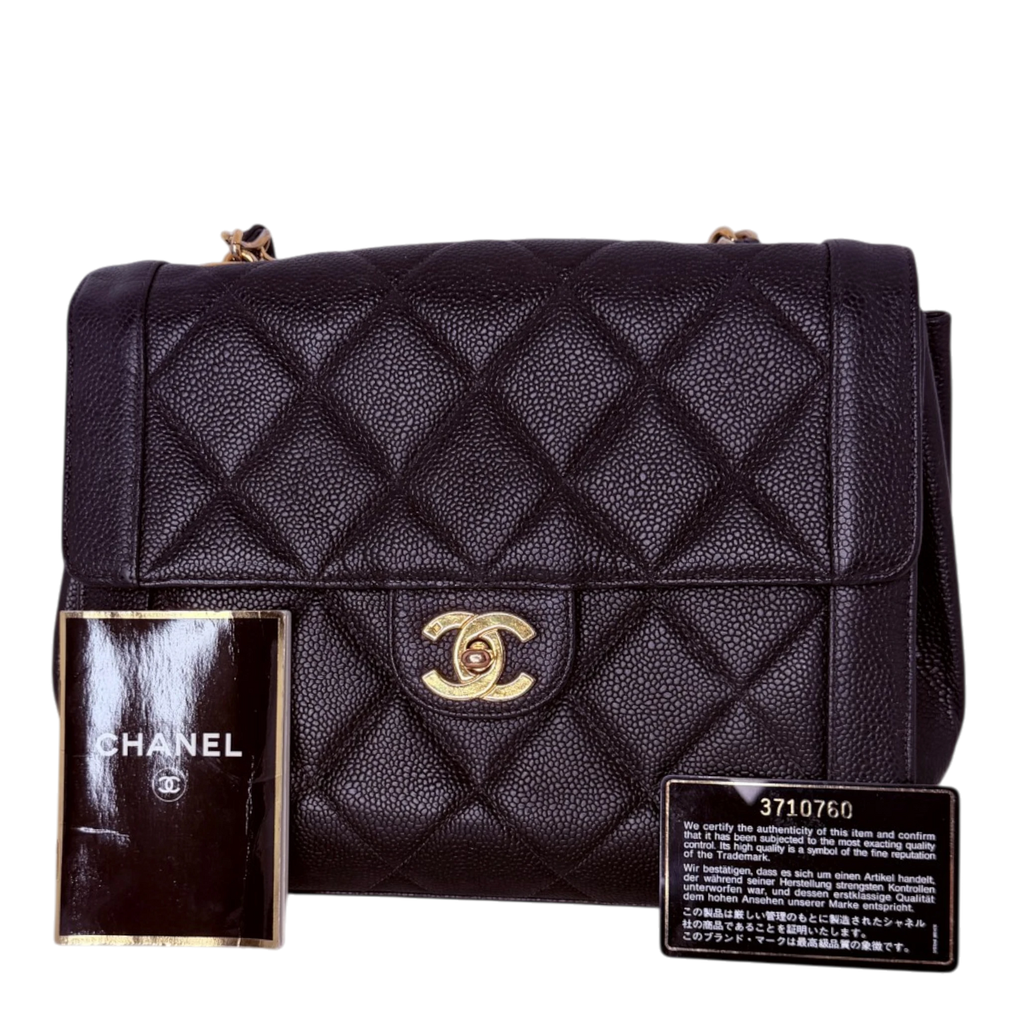 Chanel Vintage Flap Bag Caviar Schwarz vergoldete Hardware Chanel