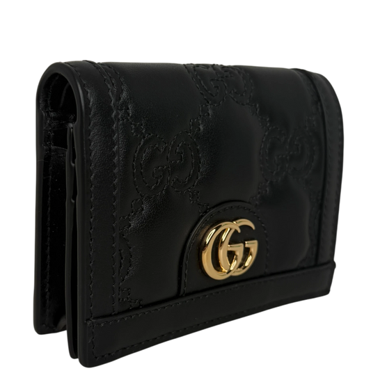 Gucci GG Matelasse Geldbörse schwarz Leder goldene Hardware Gucci