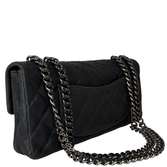 Chanel 2.55 Reissue East-West Flap Kaviarleder Grau, Ruthenium / neuwertig Chanel