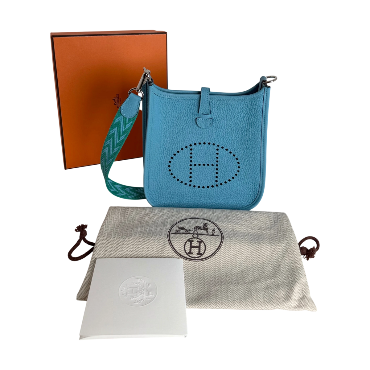 Hermès Evelyne 16 TPM Amazone Clémence Bleu Nord Zickzack Silber
