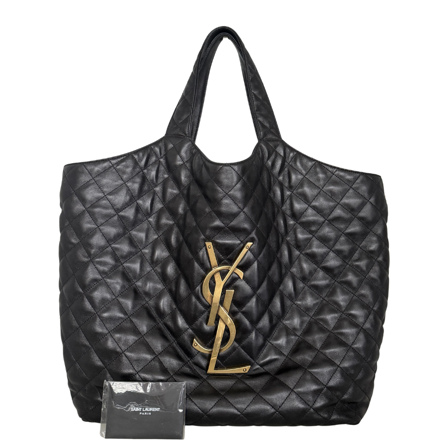 Saint Laurent ICARE Maxi-Shopper aus gestepptem Lammleder Schwarz / sehr gut Saint Laurent