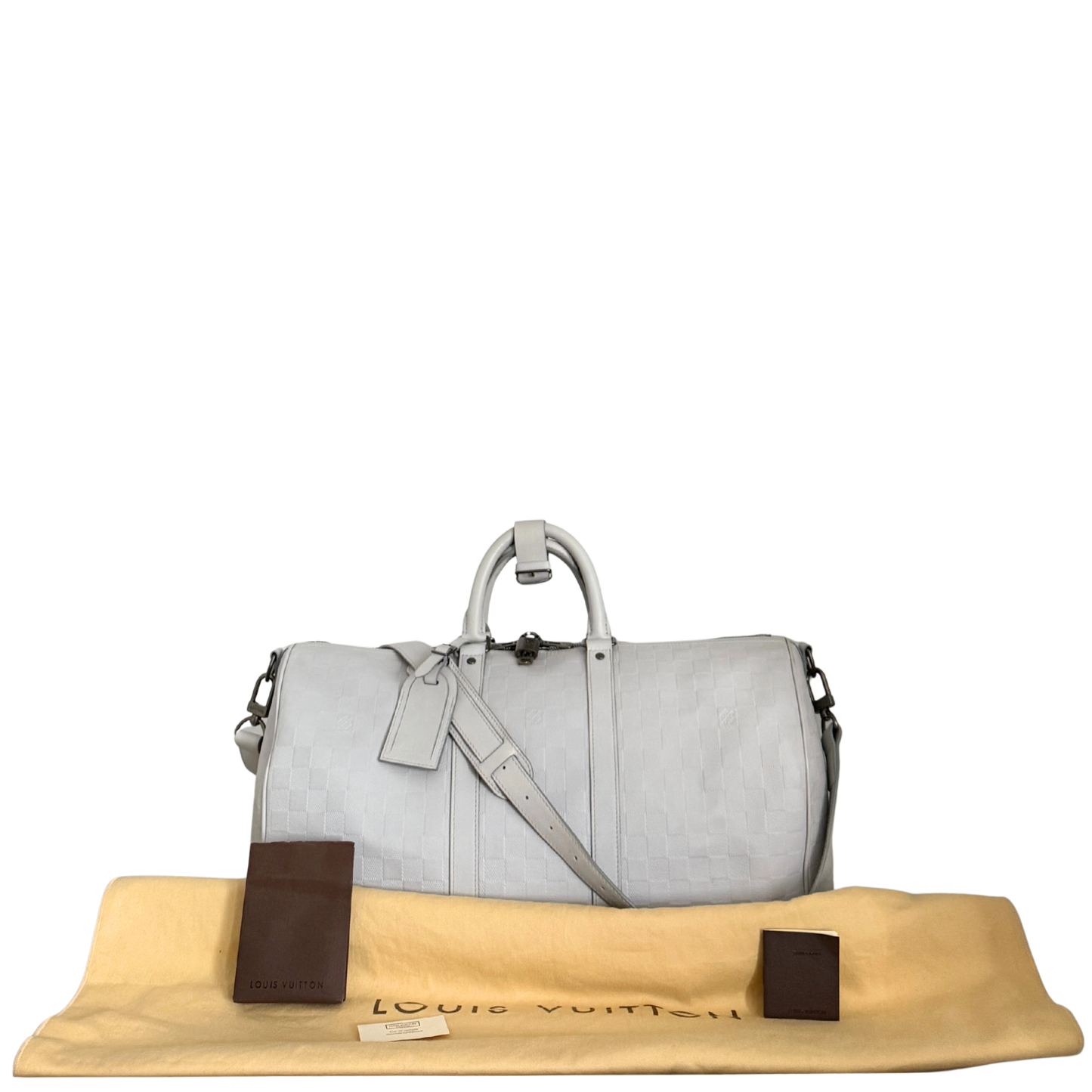 Louis Vuitton Infiniti Keepall 45 Bandouliere Reisetasche Hellgrau / sehr gut