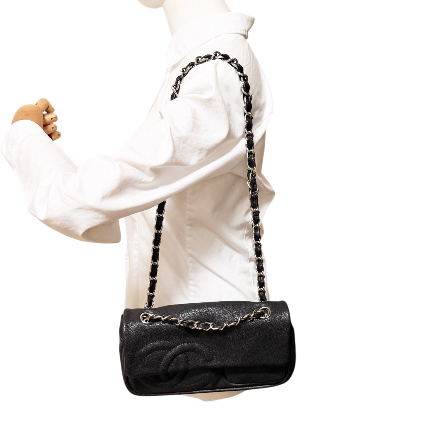 Chanel CC Flap Bag schwarz Leder /neuwertig Chanel