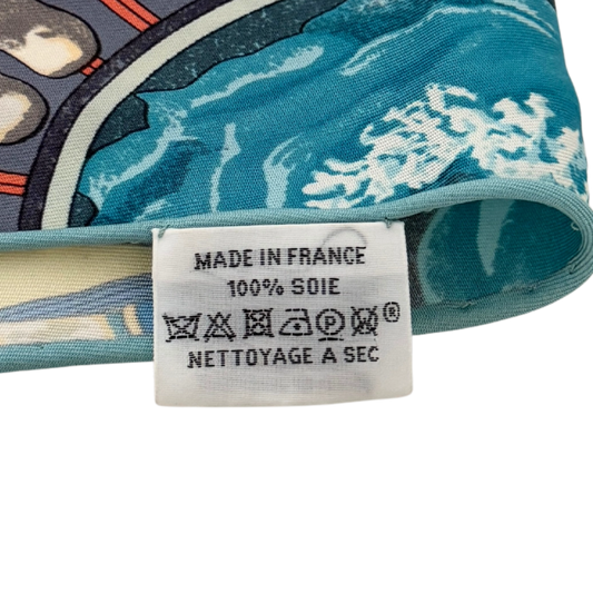 Hermès Dreieckstuch Kashina Orange Türkis / sehr gut Hermès