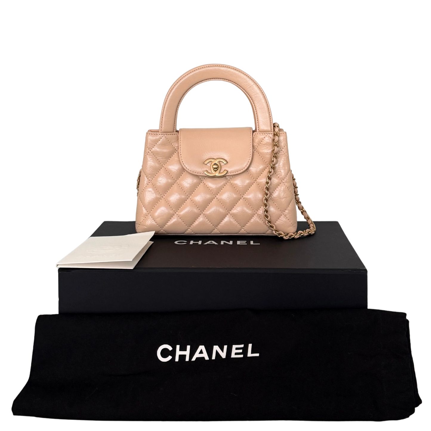 Chanel Kelly Mini Nano Shopper Handtasche Beige Fullset / neuwertig