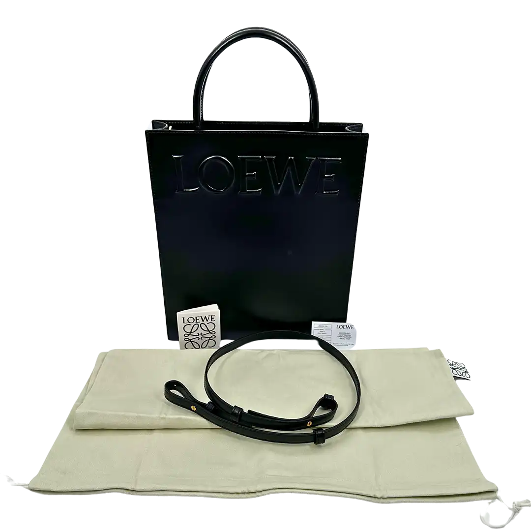 Loewe Shopper A4 Tote Bag Kalbsleder schwarz / sehr gut Loewe