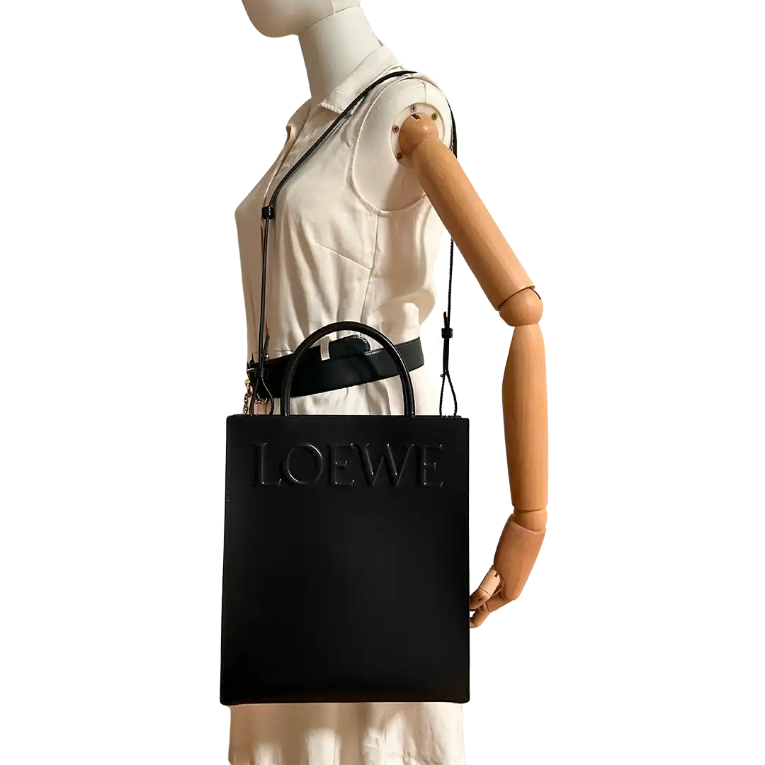Loewe Shopper A4 Tote Bag Kalbsleder schwarz / sehr gut Loewe