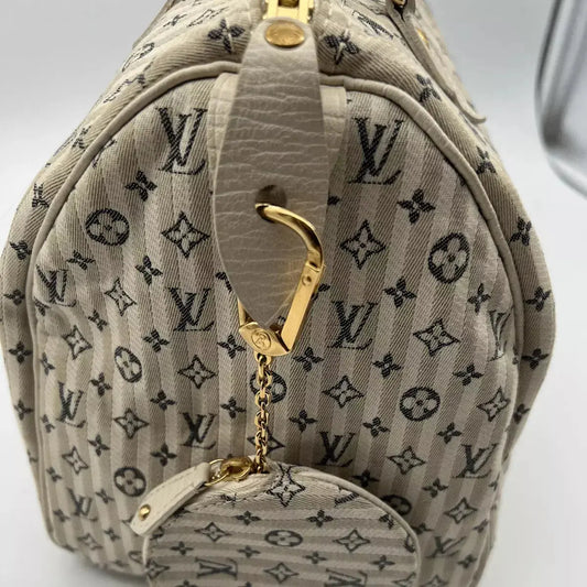 Louis Vuitton Grau Mini Lin Croisette Speedy 30 Blau Echtheitscheck