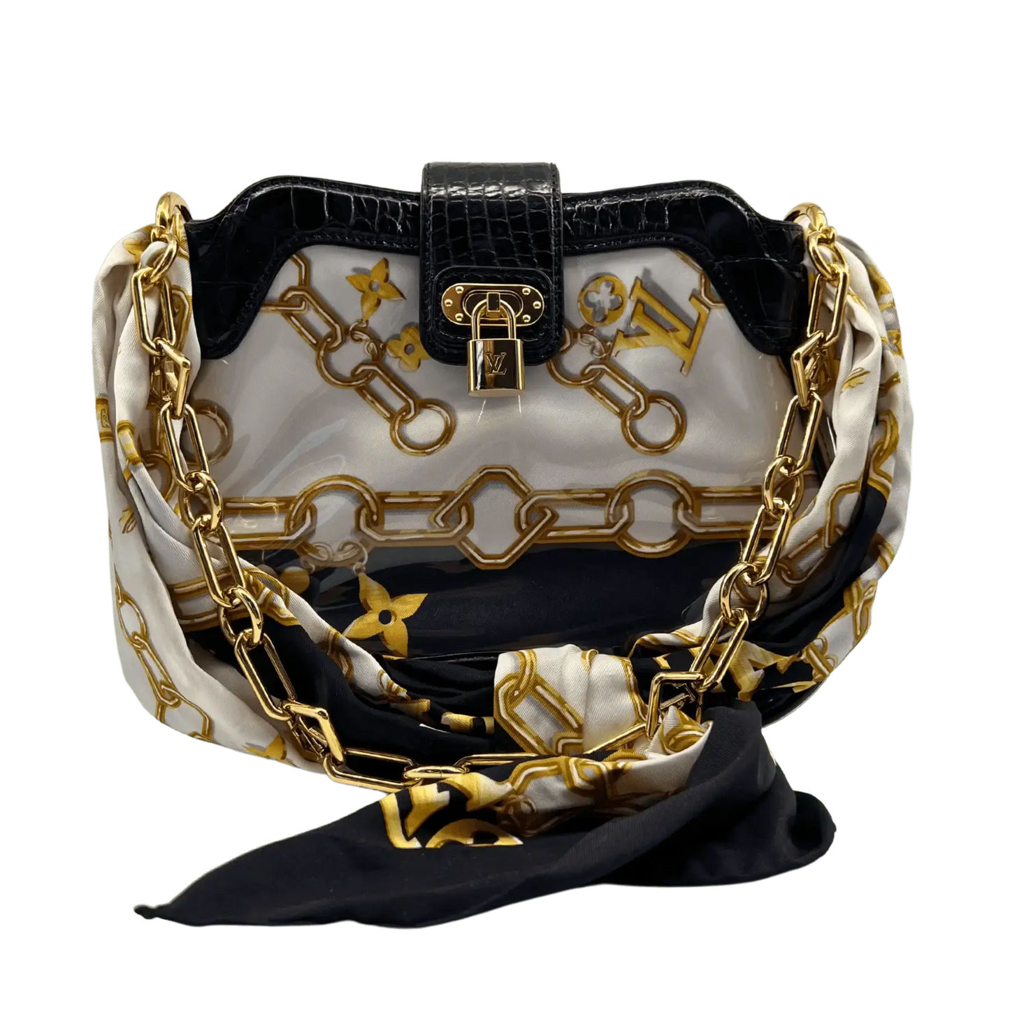 Louis Vuitton Limited Edition weißes Monogramm Charms Linda Alligator Trim Chains Tasche Echtheitscheck