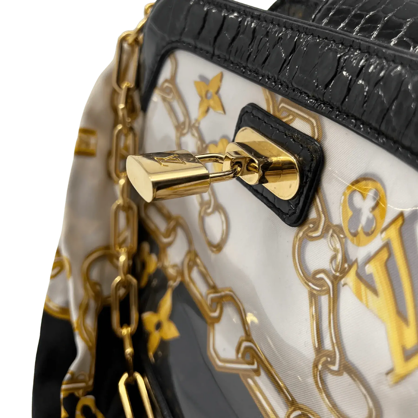 Louis Vuitton Limited Edition weißes Monogramm Charms Linda Alligator Trim Chains Tasche Echtheitscheck