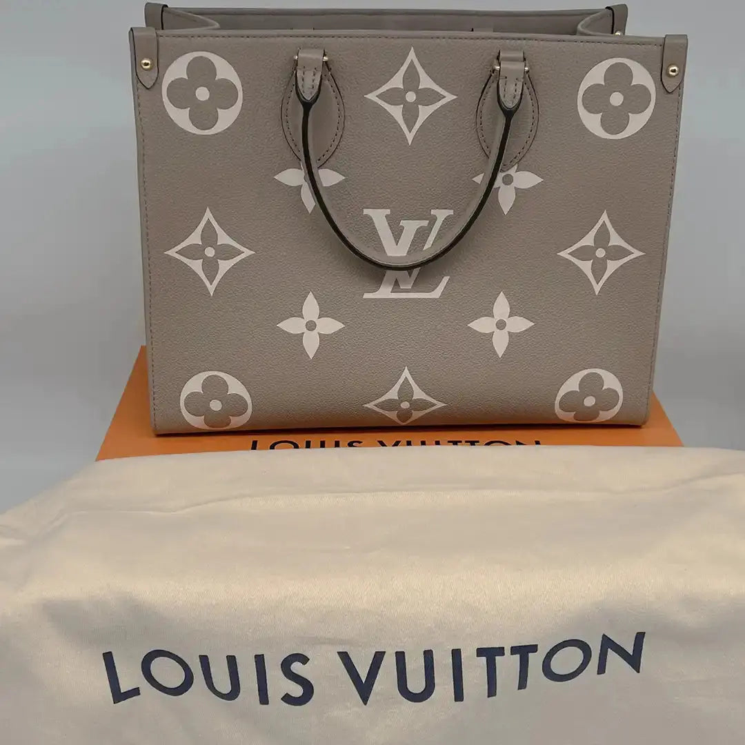 Louis Vuitton Onthego MM mittelgroß Tourterelle / Creme Empreinte Leder Fullset / wie neu - Echtheitscheck