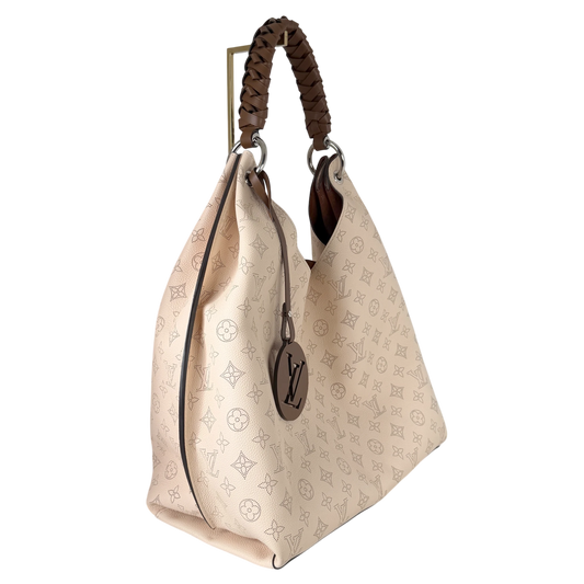 Louis Vuitton Carmel Hobo Mahina Leder Crème Beige Silber – Ansicht 2