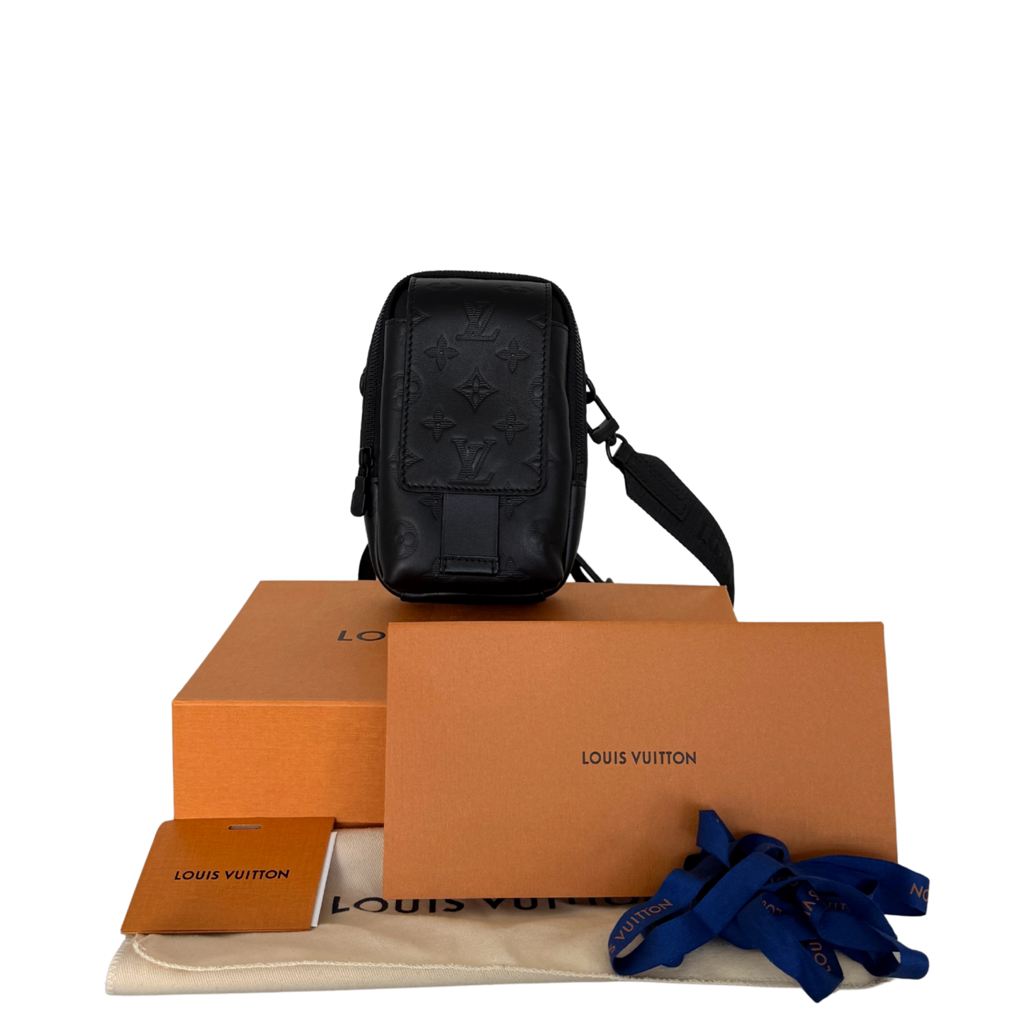 Louis Vuitton Double Phone Pouch NM Monogram Shadow M81323 Schwarz Fullset / neuwertig Handtasche