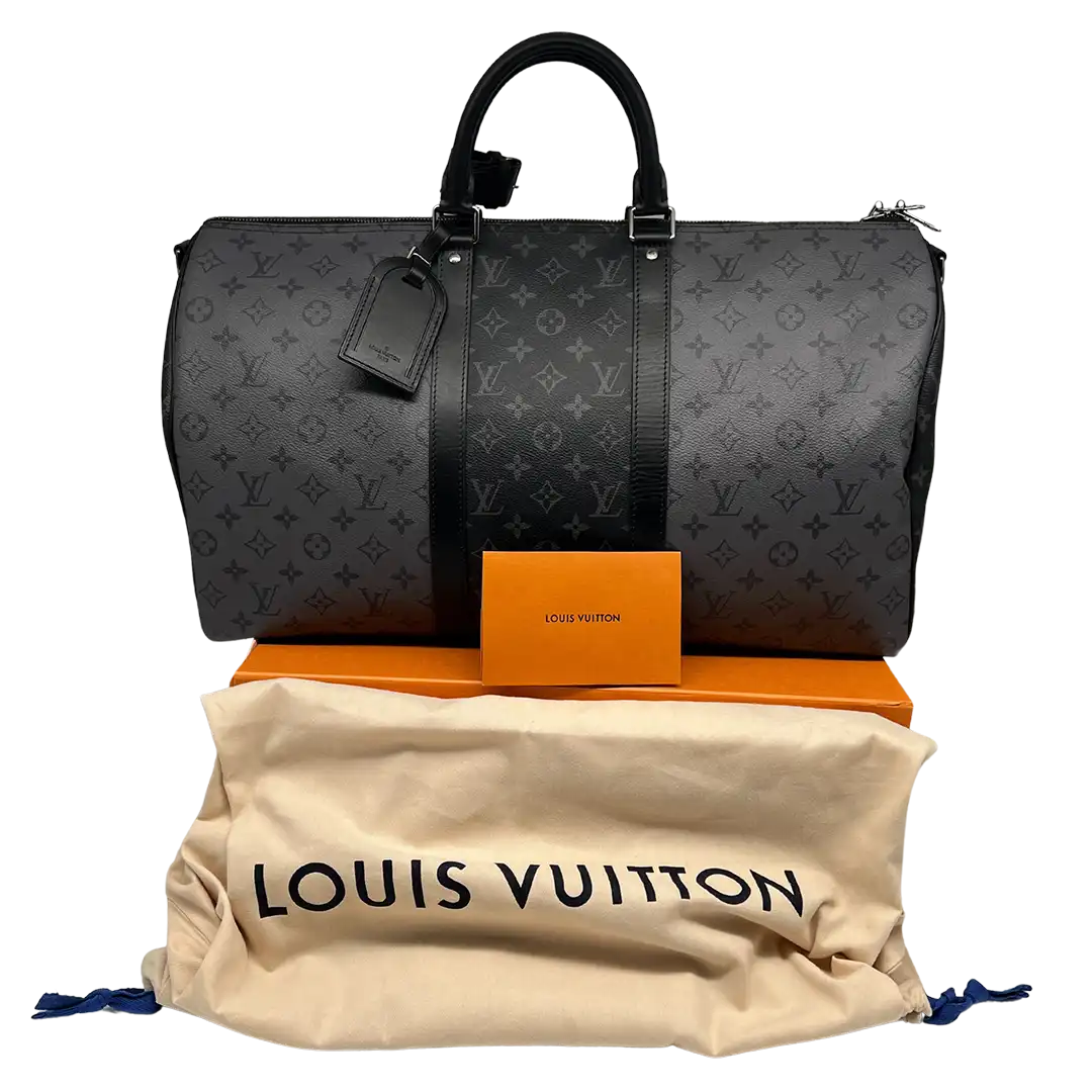 Louis Vuitton Keepall 50 Bandouliere Monogram Eclipse Reverse 50 grau Fullset / ungetragen Louis Vuitton