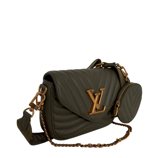 Louis Vuitton New Wave Multi Pochette Leder khaki / neuwertig Louis Vuitton