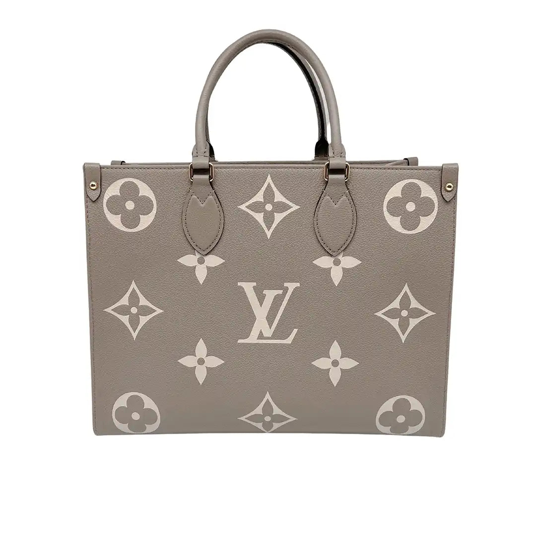 Louis Vuitton Onthego MM mittelgroß Tourterelle / Creme Empreinte Leder Fullset / wie neu - Echtheitscheck