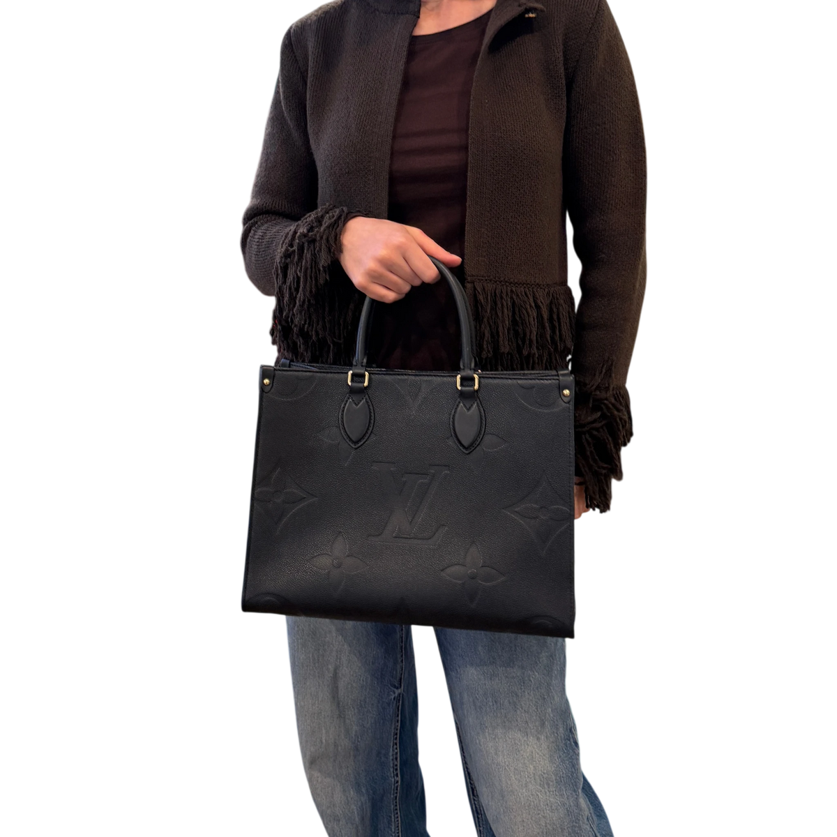 Louis Vuitton OnTheGo MM Monogram Empreinte Leather Black Gold