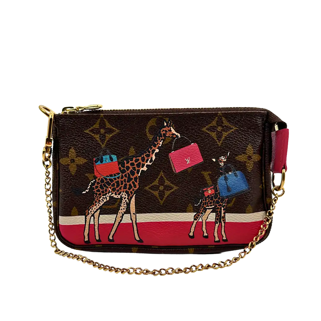 Louis Vuitton Pochette Accessories Giraffe Xmas M62087 braun/pink Fullset / neuwertig Louis Vuitton