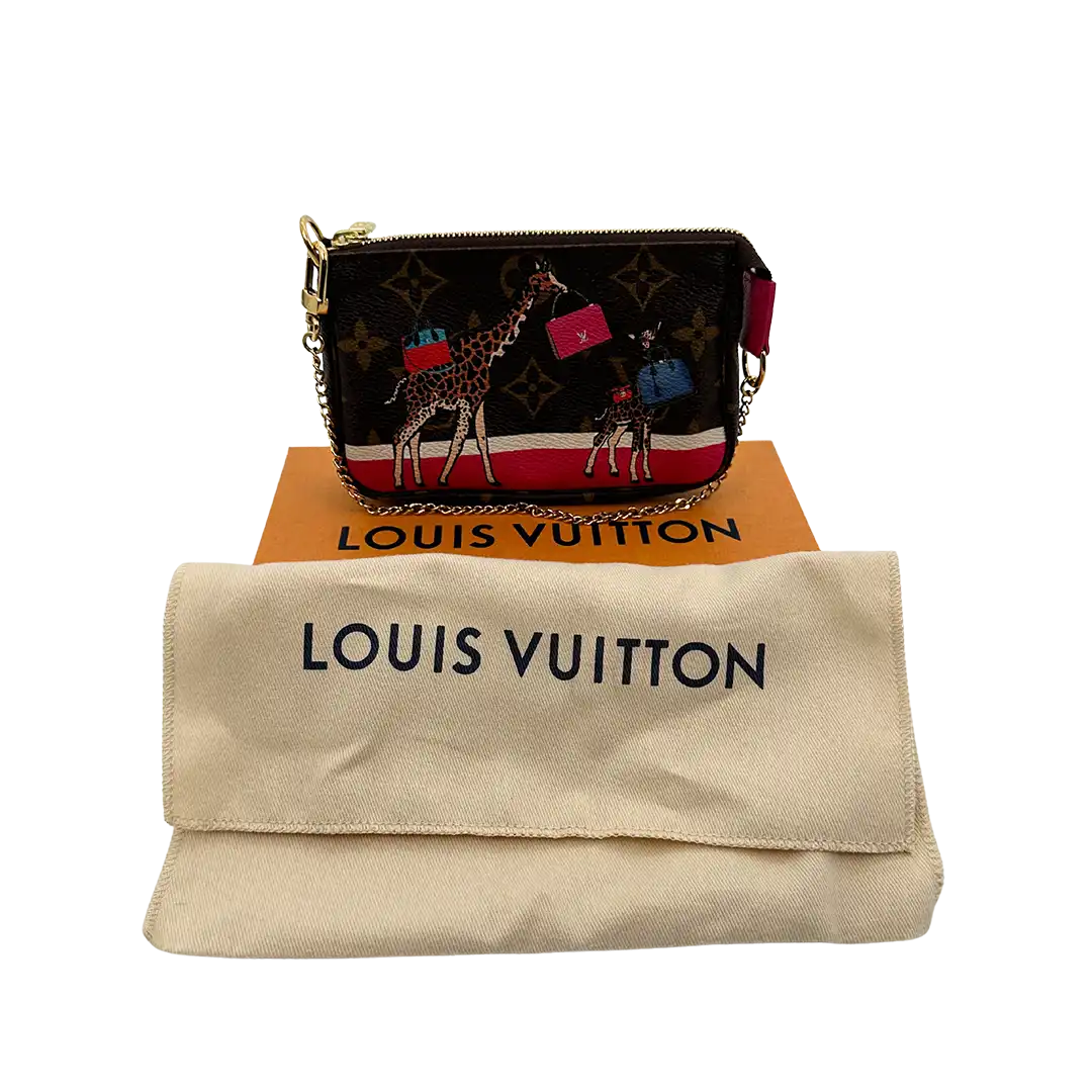 Louis Vuitton Pochette Accessories Giraffe Xmas M62087 braun/pink Fullset / neuwertig Louis Vuitton