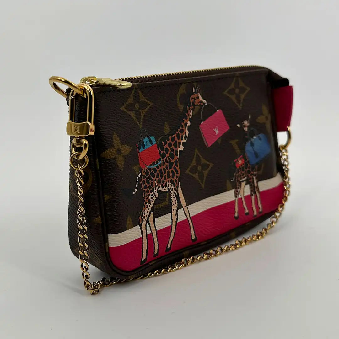 Louis Vuitton Pochette Accessories Giraffe Xmas M62087 braun/pink Fullset / neuwertig Louis Vuitton