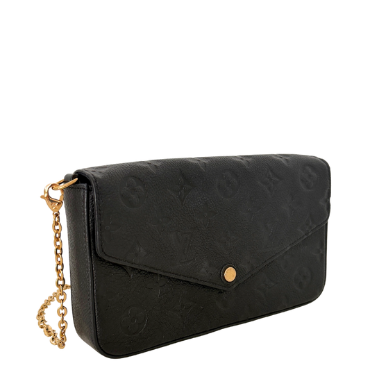 Louis Vuitton Félicie Pochette Empreinte Leder schwarz Fullset / sehr gut Louis Vuitton