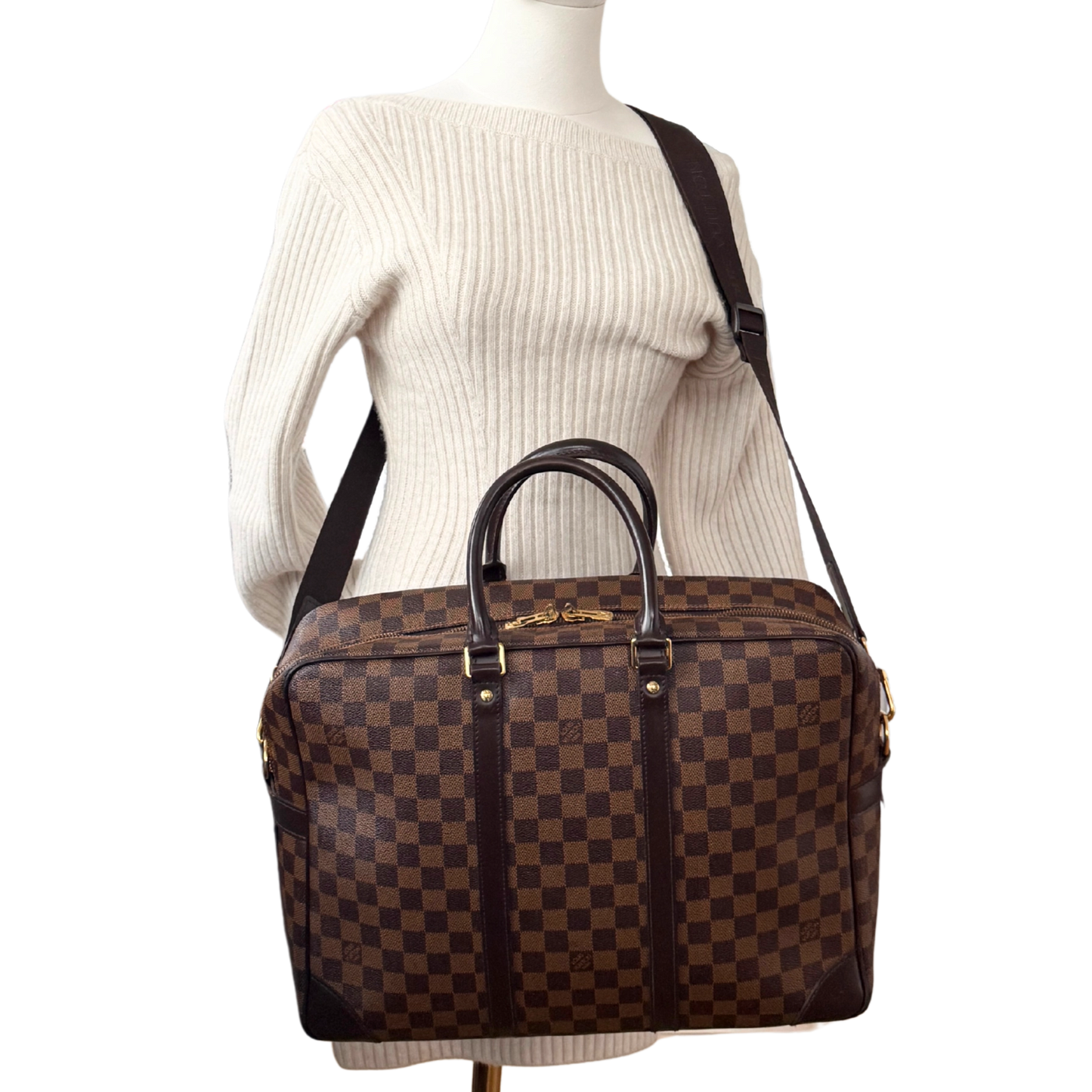 Louis Vuittons Porte Documents Voyage GM Damier Ebene Braun / gut Louis Vuitton