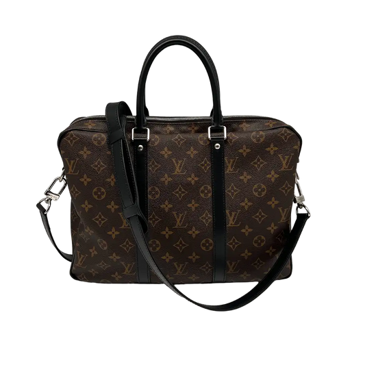 Louis Vuitton Porte Documents Voyage Monogram Macassar PM braun / sehr gut Louis Vuitton