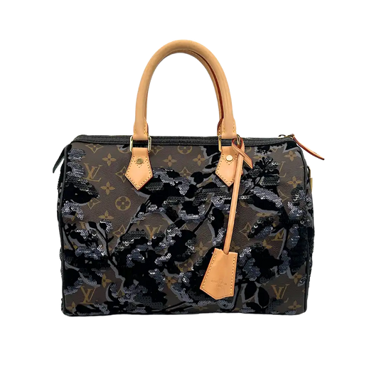 Louis Vuitton Fleur de Jais Speedy 30 Pailetten und Samt limited Edition / Sehr gut Louis Vuitton