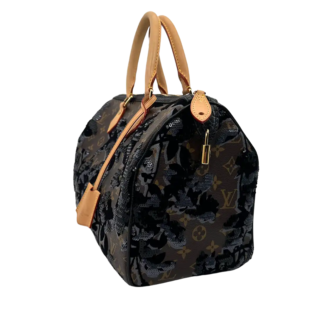 Louis Vuitton Fleur de Jais Speedy 30 Pailetten und Samt limited Edition / Sehr gut Louis Vuitton