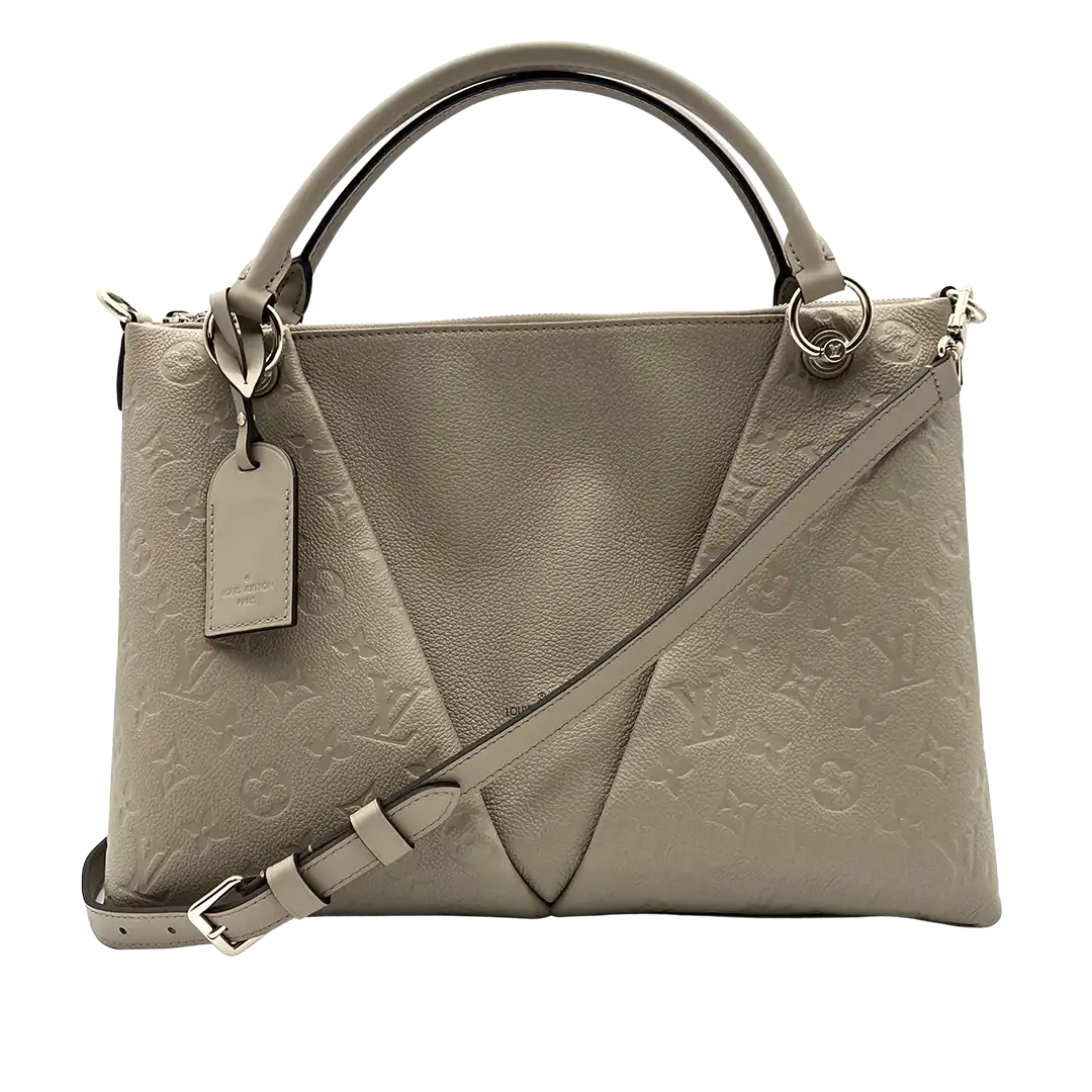 Louis Vuitton V Tote MM Monogram Tourterelle Empreinte Leder grau / neuwertig Louis Vuitton