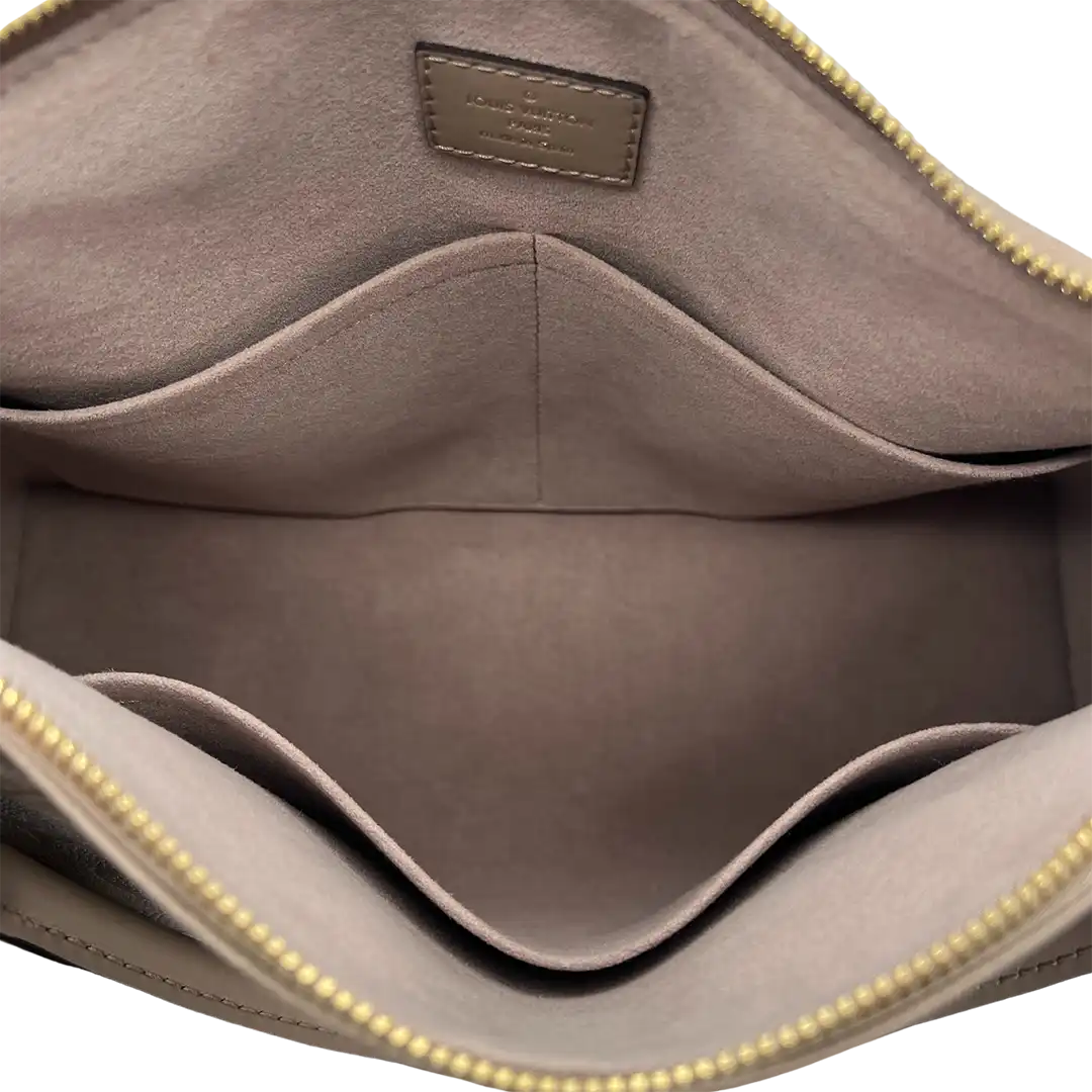 Louis Vuitton V Tote MM Monogram Tourterelle Empreinte Leder grau / neuwertig Louis Vuitton
