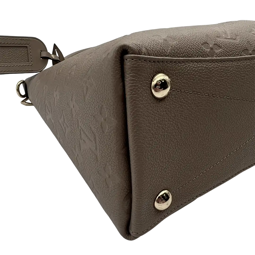 Louis Vuitton V Tote MM Monogram Tourterelle Empreinte Leder grau / neuwertig Louis Vuitton