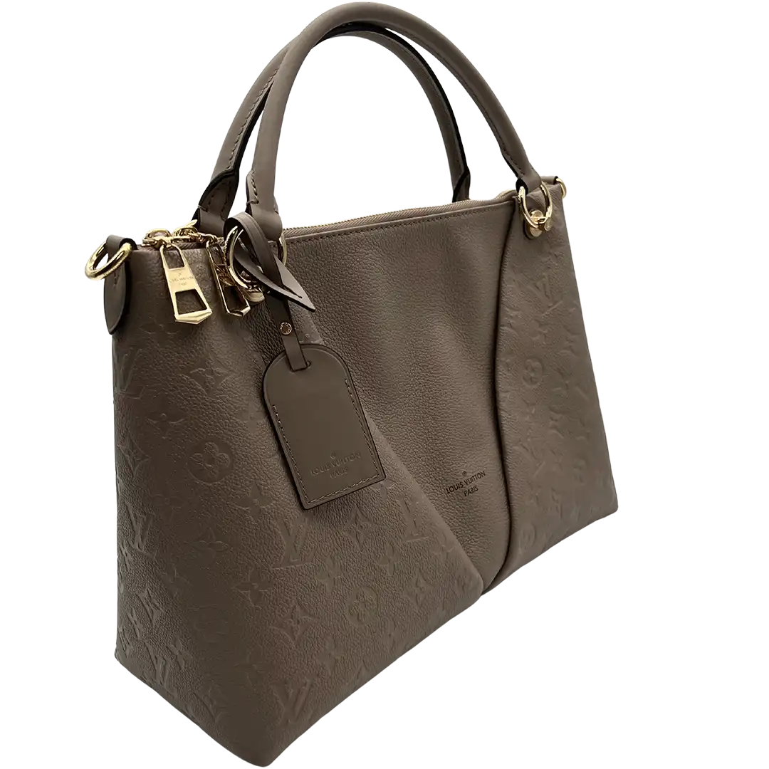 Louis Vuitton V Tote MM Monogram Tourterelle Empreinte Leder grau / neuwertig Louis Vuitton