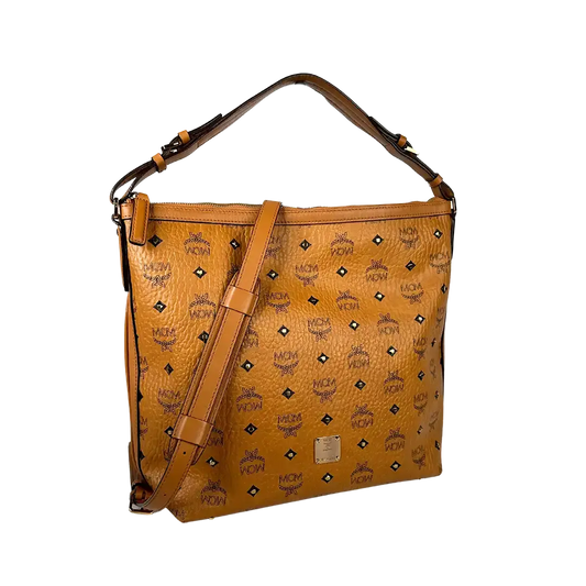 MCM Hobo Gold Nieten Tasche Limited Visetos Small Cognac / sehr gut MCM