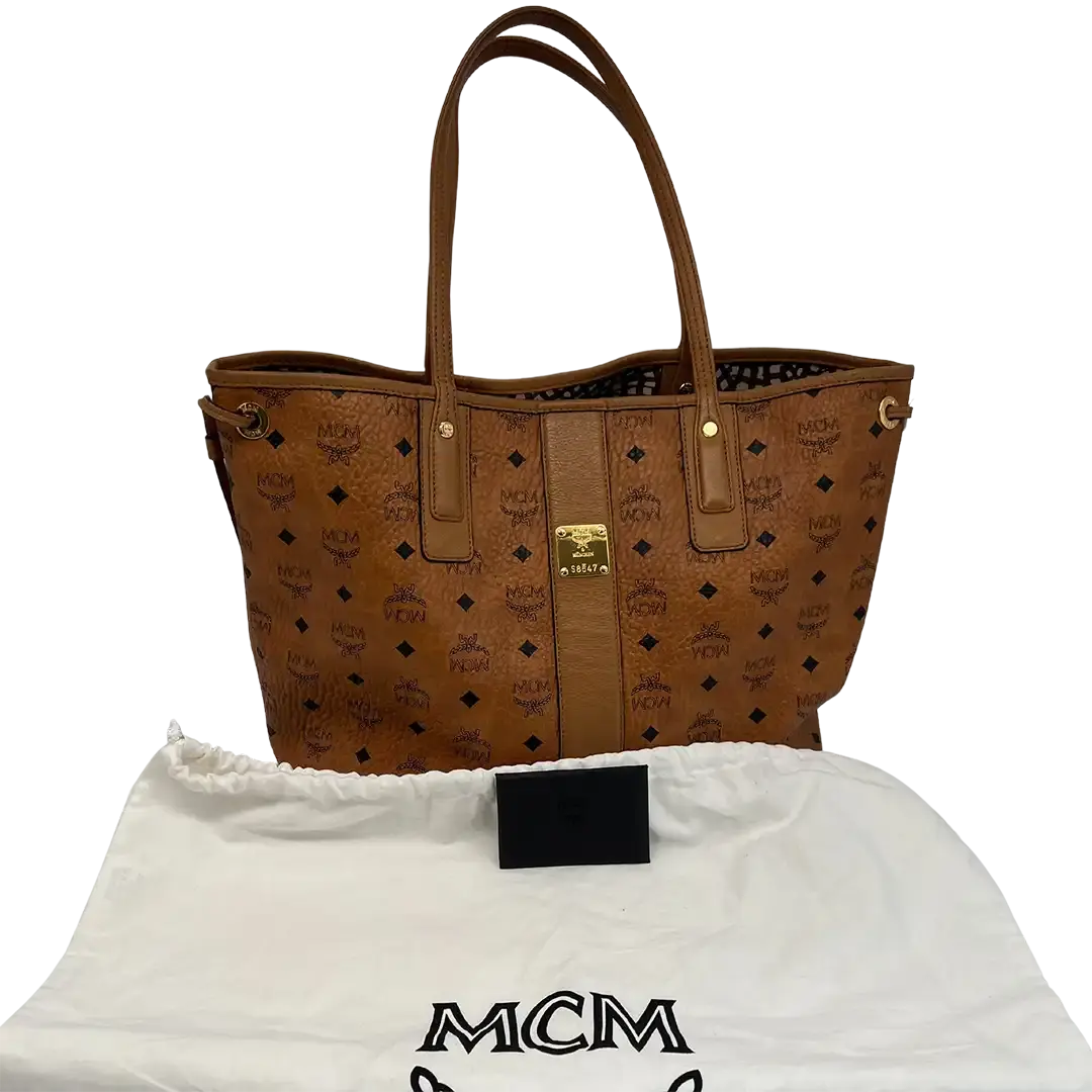 MCM Liz Wendeshopper Visetos Medium Cognac / sehr gut - Echtheitscheck