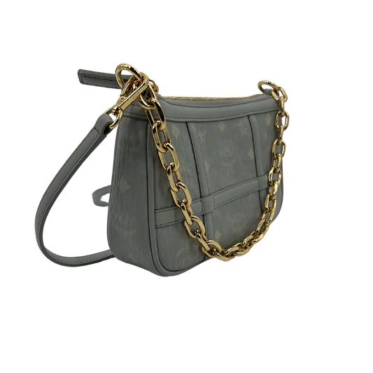 MCM Aren Mini Crossbody Tasche hellgrau / sehr gut MCM