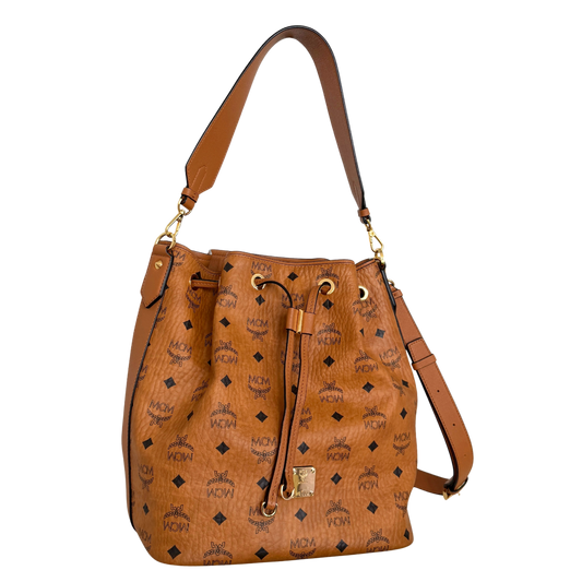 MCM Essential Tasche mit Kordelzug in Visetos Cognac / neuwertig MCM