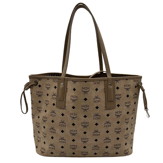 MCM Liz Wendeshopper Beige Visetos mit großer abnehmbare Pouch / neuwertig MCM