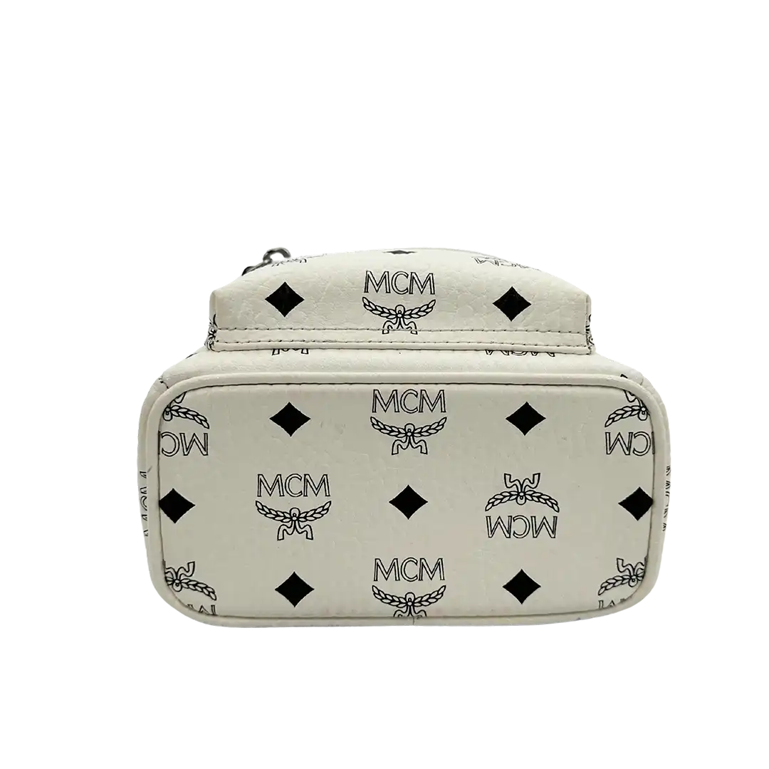 MCM Stark Mini Rucksack Monogram weiß abnehmbare Ledergurte / sehr gut MCM