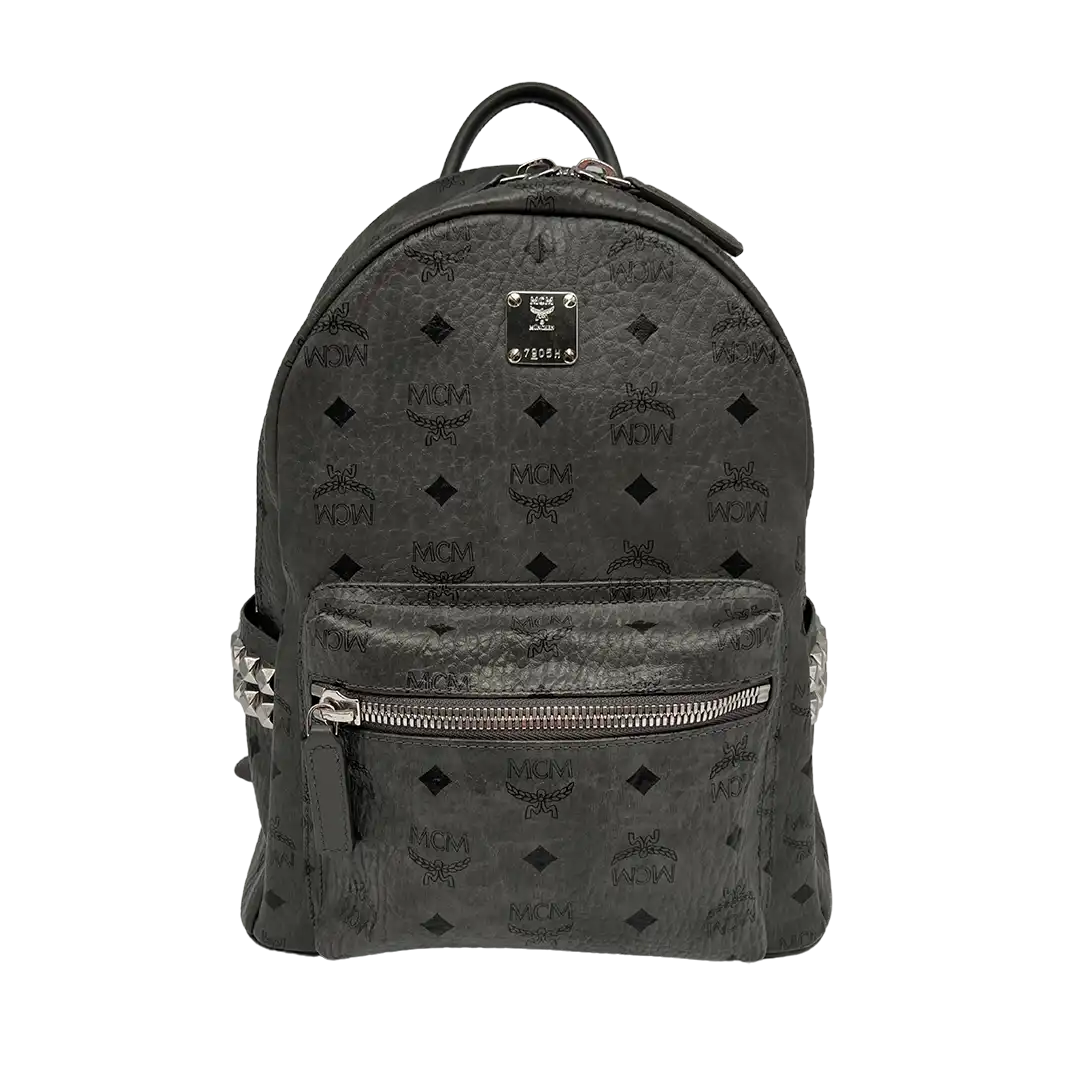 MCM Stark Rucksack Visetos Side Studs Small Phantom Grey sehr gut