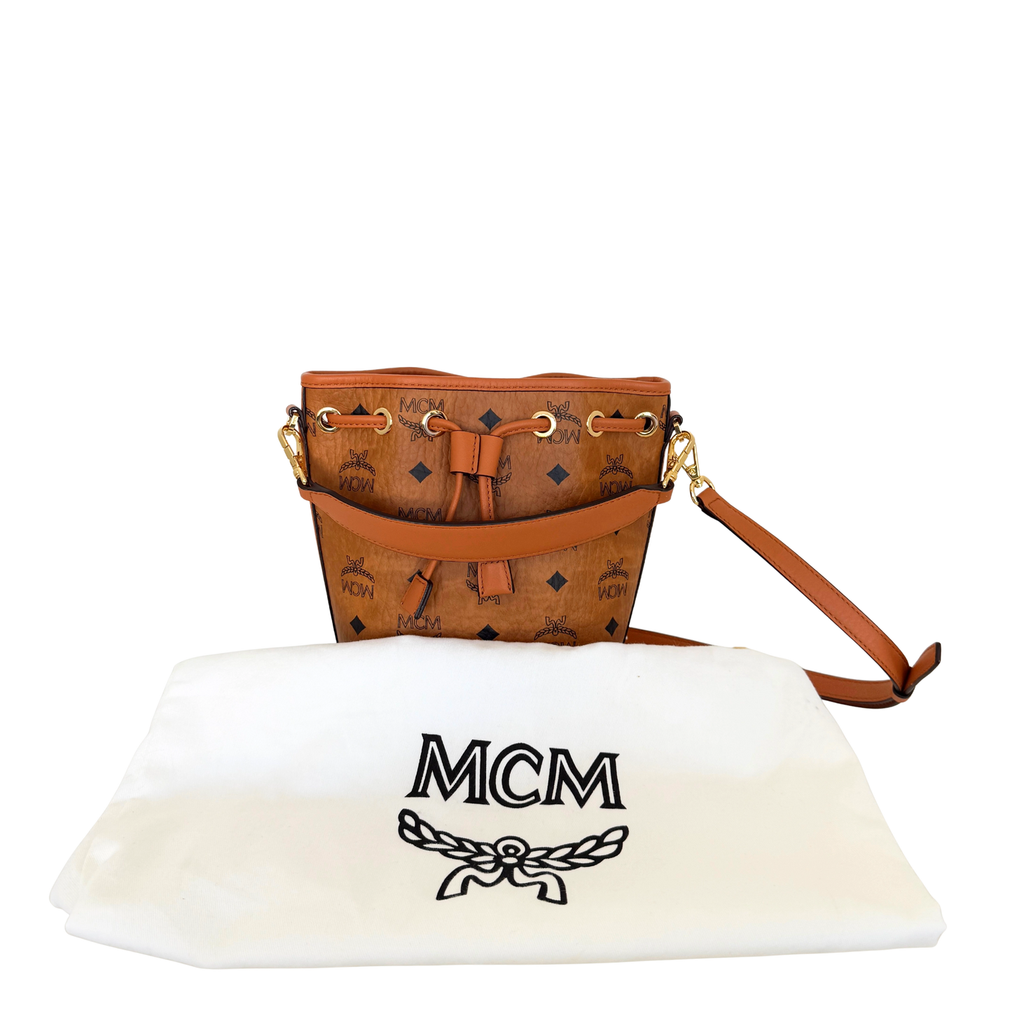 MCM Mini Dessau Kordelzugtasche in Visetos Cognac / neuwertig MCM