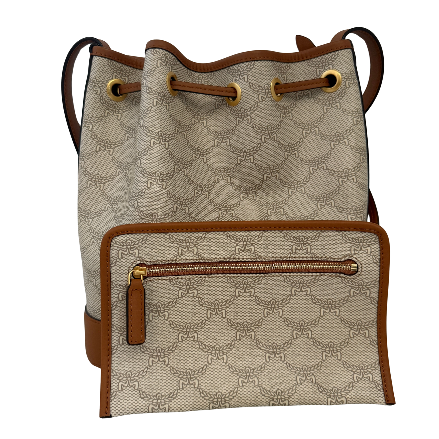 MCM Himmel Kordelzugtasche in Lauretos Braun / neuwertig Echtheitscheck