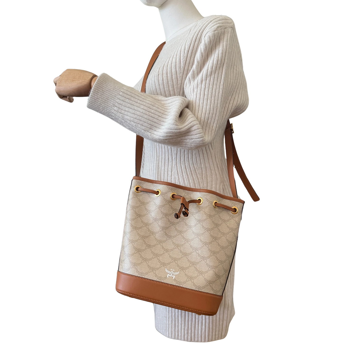 MCM Himmel Kordelzugtasche in Lauretos Braun / neuwertig Echtheitscheck